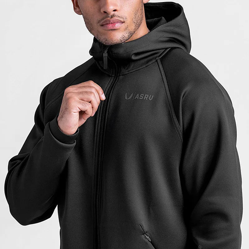 Men's Fitness Hooded Zip Sweatshirt - Casual Gym Hoodie Jacket