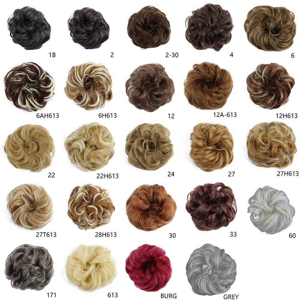 Synthetic Wavy Donut Hair Bun Wig - Curly Ponytail Extension Scrunchie - lily supply