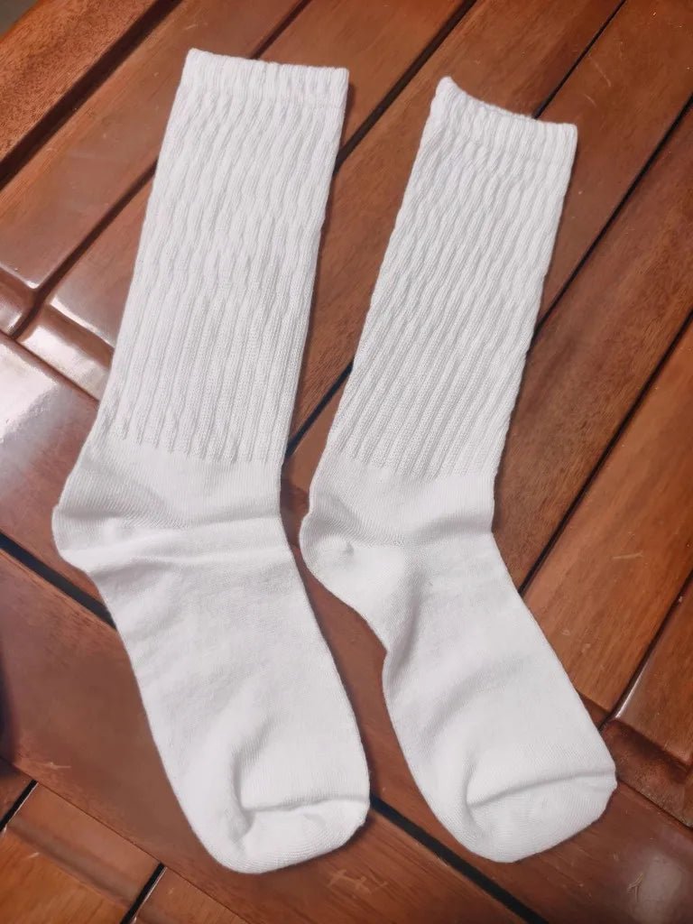 Women's Solid Stacked Knitted Socks – Mid - Calf Casual Socks - lily supply