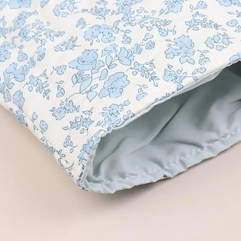 Blue Floral Bow Cotton Linen Tote Bag - Lightweight Daily & Beach Shoulder Bag - lily supply