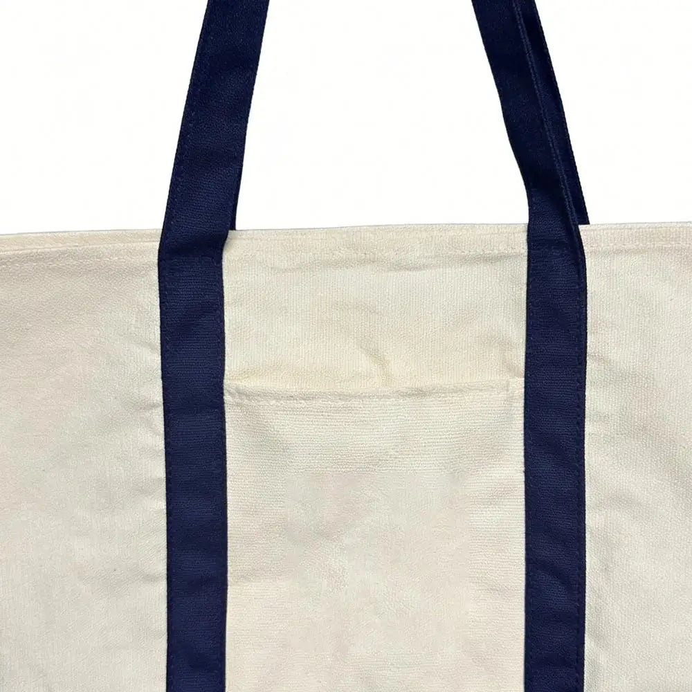 Large Canvas Tote Bag - Reusable Grocery Shopping Bag with Embroidery Handle