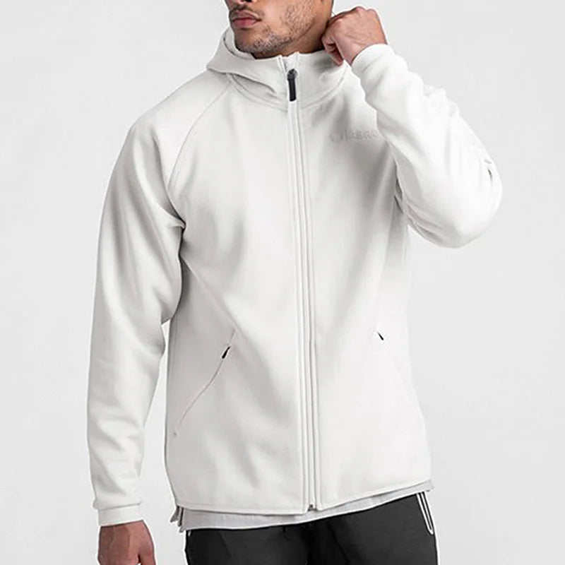 Men's Fitness Hooded Zip Sweatshirt - Casual Gym Hoodie Jacket