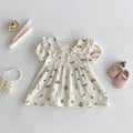 Baby Girls Floral Cotton Summer Dress | Stand - Up Collar Short Sleeve 9M - 4Y - lily supply