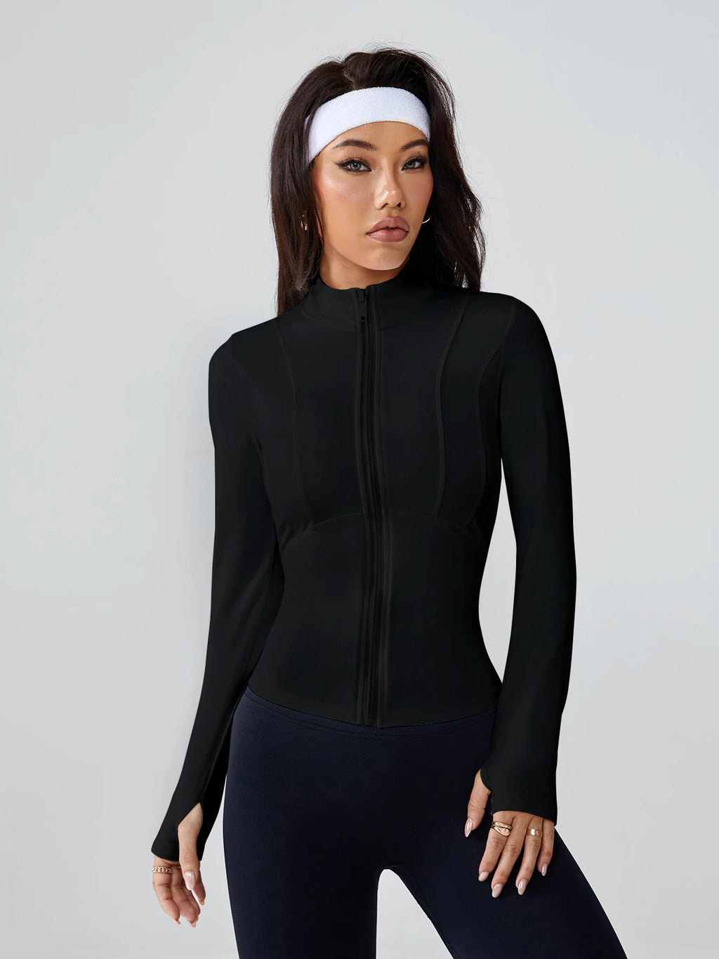 Women's Long - Sleeve Fitted Athletic Jacket for Spring & Fall - Ideal for Running, Gym Workouts & Yoga - lily supply