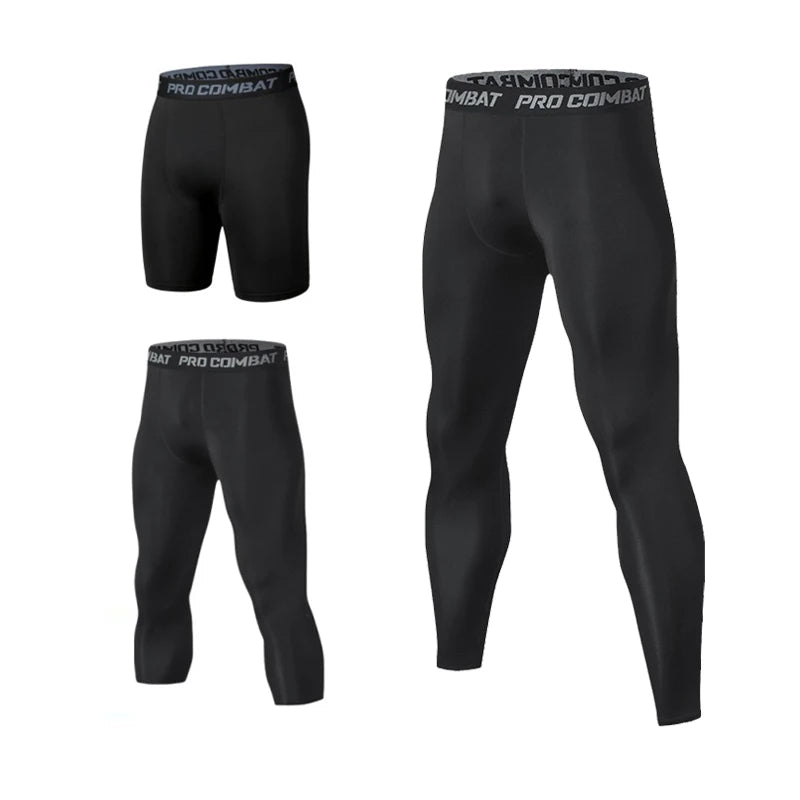Men's Compression Leggings & Basketball Quarter Shorts – Quick Dry Fitness Pants
