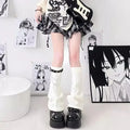 Black White Lolita Long Socks Knitted Japanese Winter Socks Gothic Women's Striped Leg Warmers Arm Ankle Warmers Wide Legs Cover