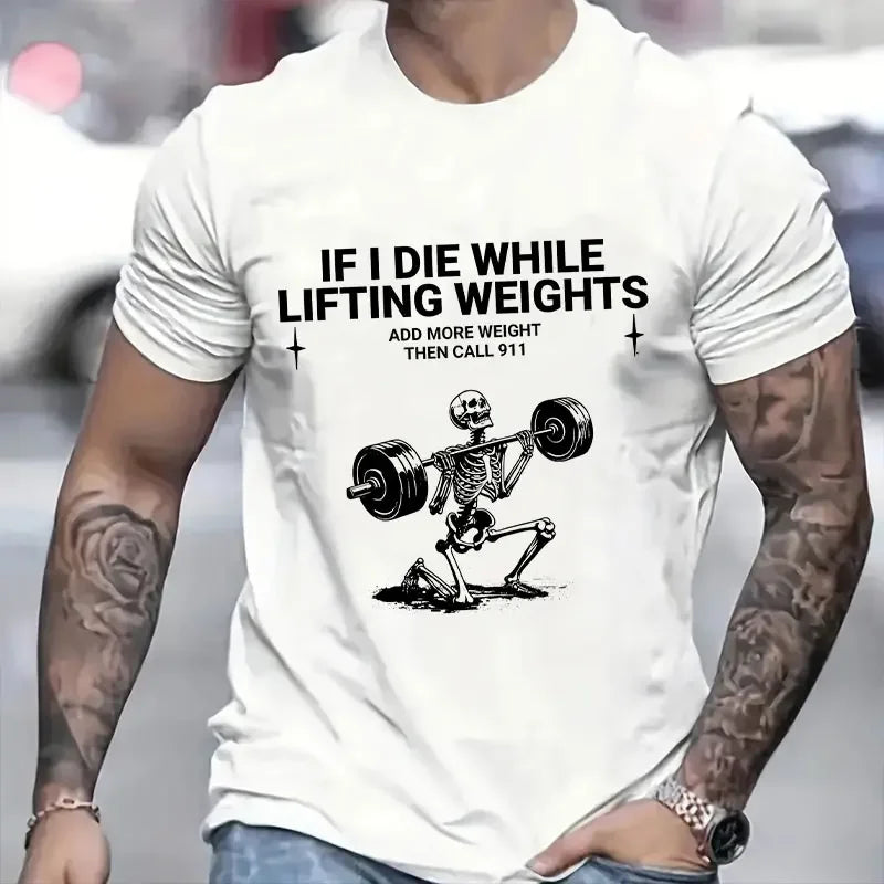 Men's Funny Weightlifting Gym T-Shirt - Short Sleeve Fitness Exercise Tee