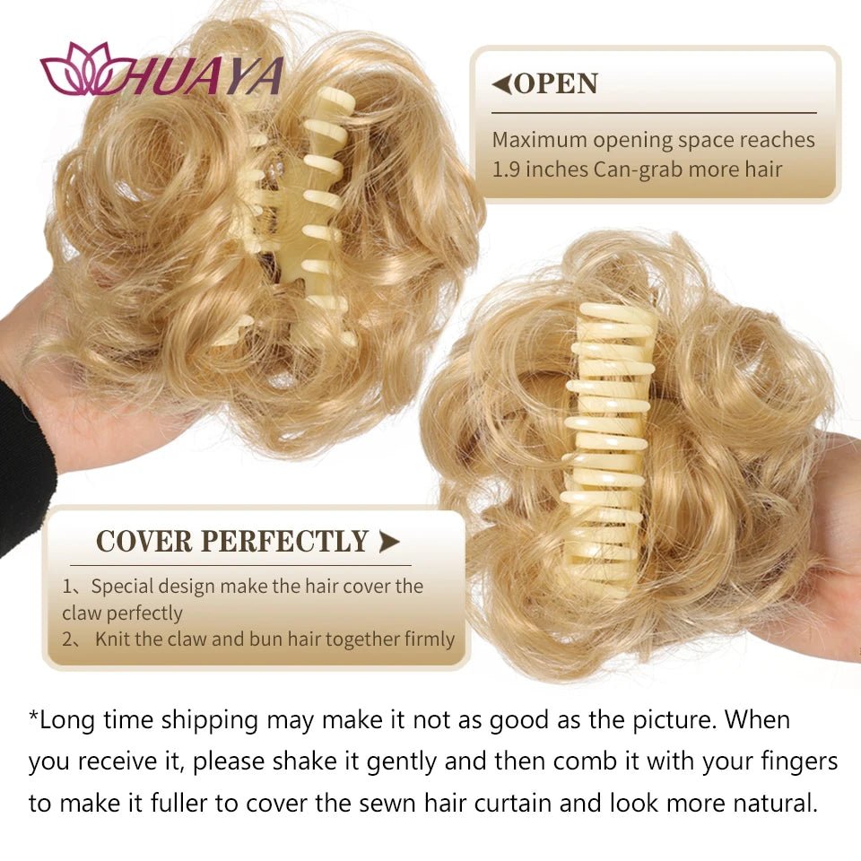 Synthetic Wavy Curly Messy Bun Claw Clip Hair Piece - Ponytail Extension - lily supply