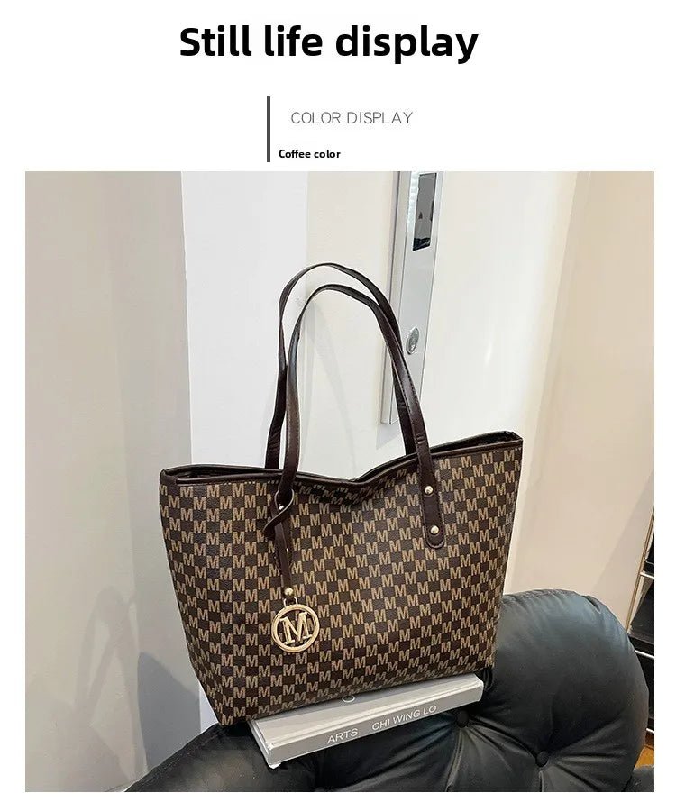 Women's PU Leather Print Commuting Tote Bag - Large Capacity College Handbag - lily supply