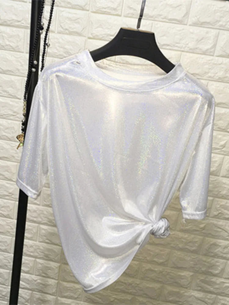 Women's Shiny Loose Harajuku Club T-Shirt
