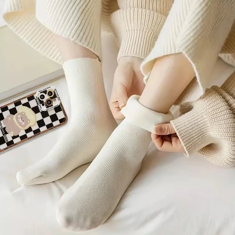 Women's Fuzzy Warm Snow Socks - 5 Pairs Thickened Sleeping Floor Stockings - lily supply