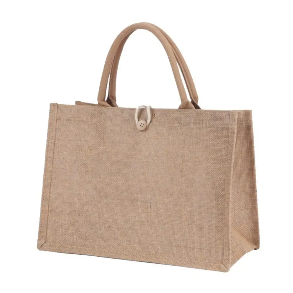 Women's Linen Burlap Beach Tote Bag - Eco Portable Shoulder Handbag