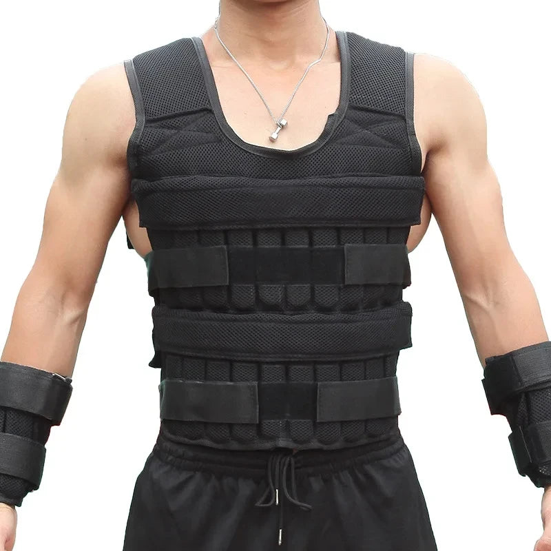 Adjustable 20KG Weighted Training Vest - Strength Endurance Running Fitness Jacket