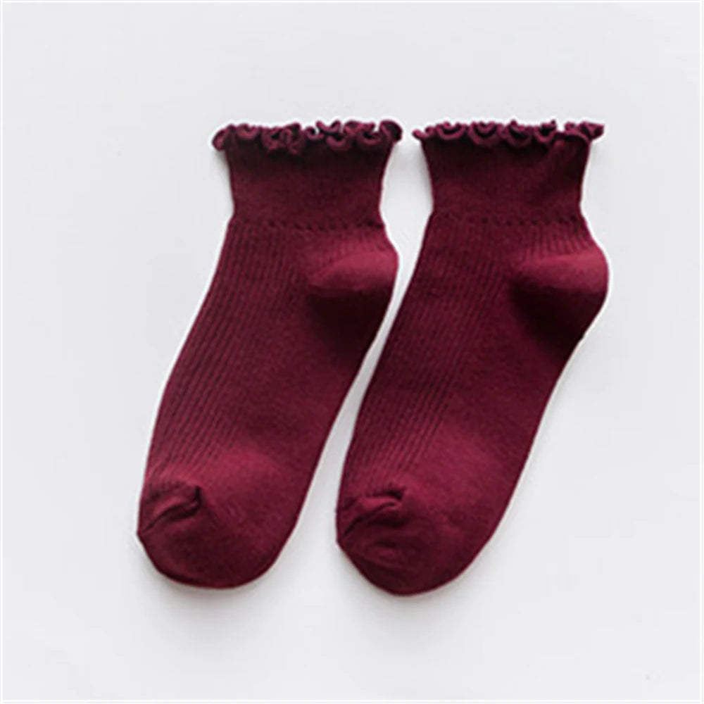Fashion Lace Ruffles Soft Cotton Women Socks