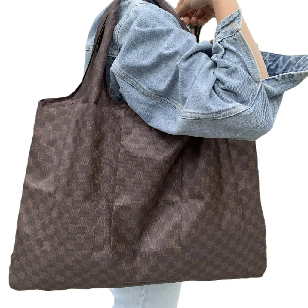 Eco-Friendly Reusable Folding Tote Bag - Compact Shoulder Bag for Travel & Shopping