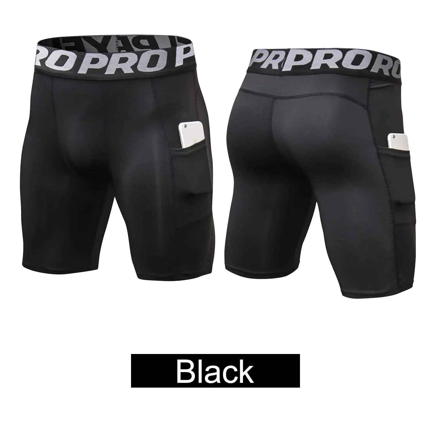 Men's Compression Shorts with Pockets – Quick Dry Spandex Athletic Running Shorts