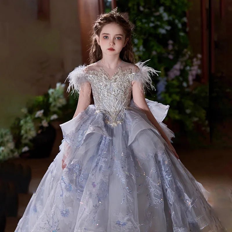 Girls Luxury Evening Princess Dress | Piano Performance Catwalk Costume Ages 7 - 13Y - lily supply