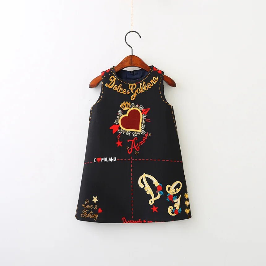 Girls Birthday Party Dress Fashion Rose Printing Children Costumes For Girls Brand Kids Dresses Princess Girls Party Dress - lily supply