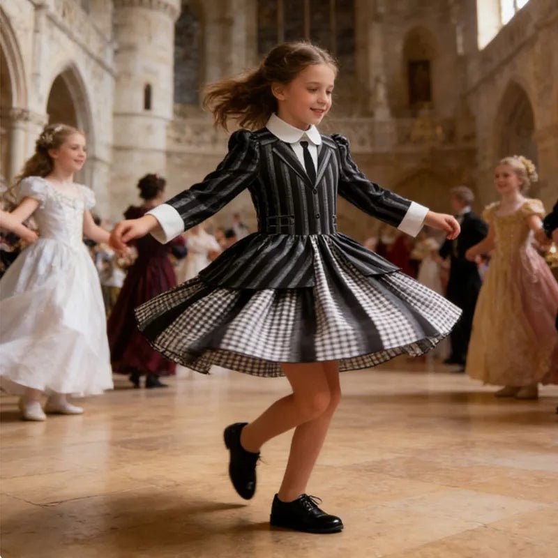 Girls Party Dress Girl Clothing Elegant Ball Gown Black Stripes Girls Princess Dress Carnival Birthday Party Role Play Dress - lily supply