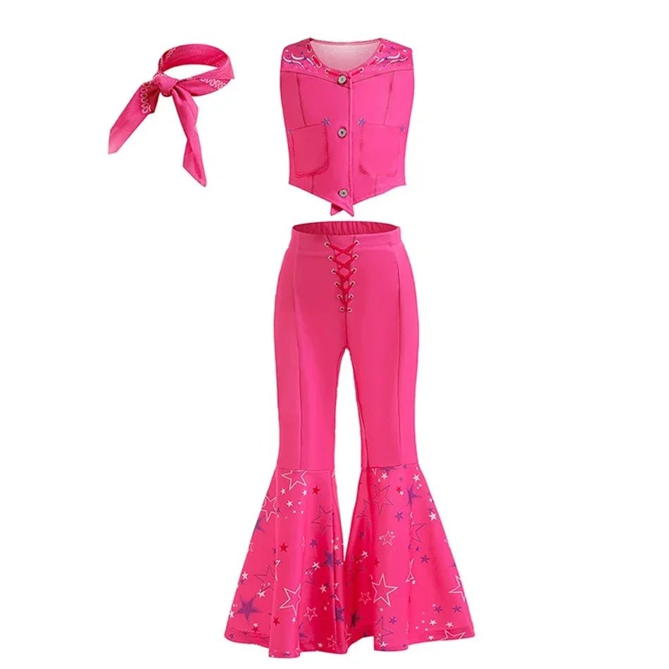 Girls Cowgirl Dress Girls Costume for Kids Girls Cosplay Birthday Party Princess Pink Halloween Carnival For Girls Top Trousers - lily supply