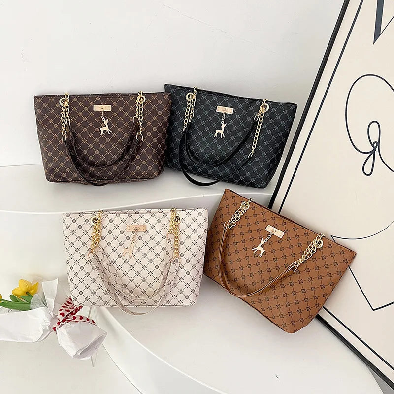 Women's Large Capacity Luxury Print Tote Bag - Trendy Shoulder Purse