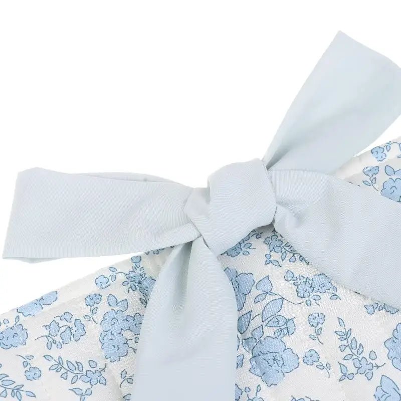 Blue Floral Bow Cotton Linen Tote Bag - Lightweight Daily & Beach Shoulder Bag - lily supply