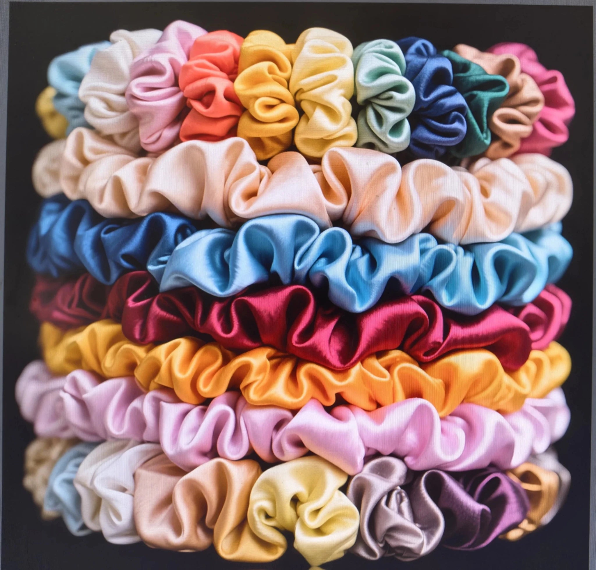 19pcs Non - Damaging Thin Scrunchies Set - Multi - Colour Mix - lily supply