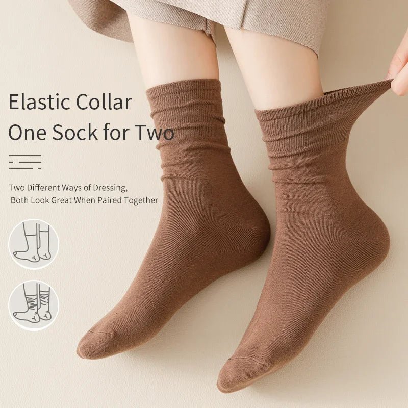Women's Solid Colour Mid Tube Socks – Everyday Casual Socks - lily supply