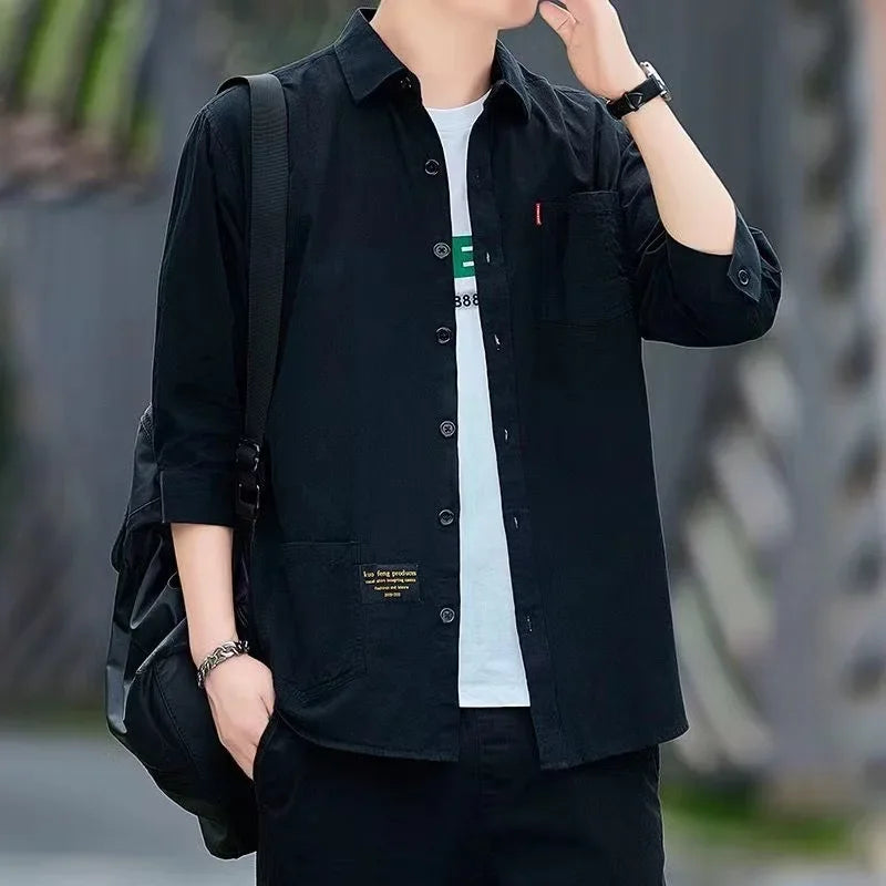 Men's Stand Collar Beach Style Summer Shirt