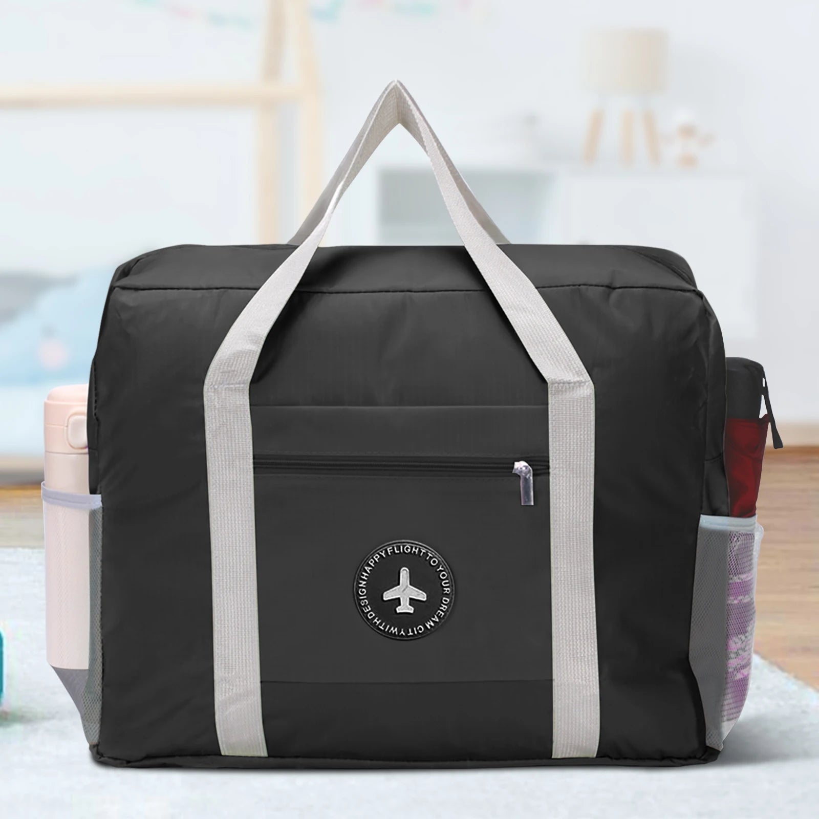 Travel Bag Foldable Duffle Bag for Women Men Carry On Tote Lightweight Sports Gym Tote Weekender Overnight Bag