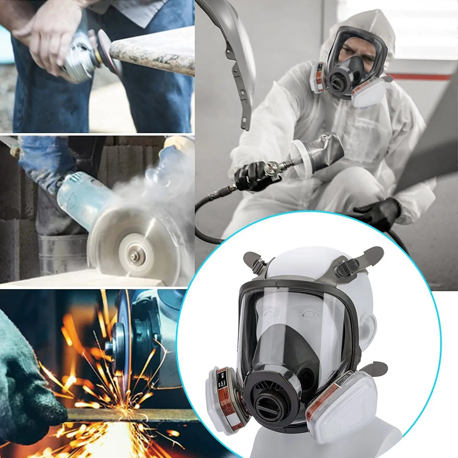 6800 Full Face Safety Work Gas Masks Survival Nuclear and Chemical with 40mm Activated Carbon Filter & Anti - Fog Design - lily supply
