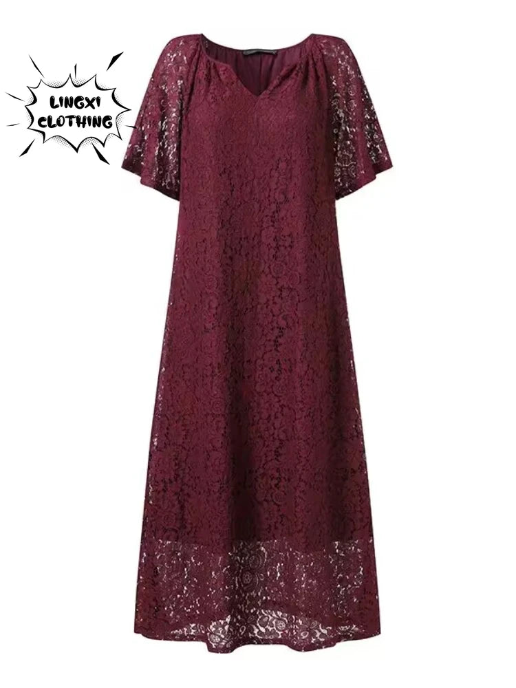 Women's Lace V-Neck Elegant Long Dress