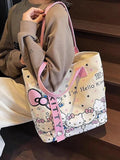 Sanrio Hello Kitty Canvas Tote Bag - Large Capacity Y2K Shoulder Bag
