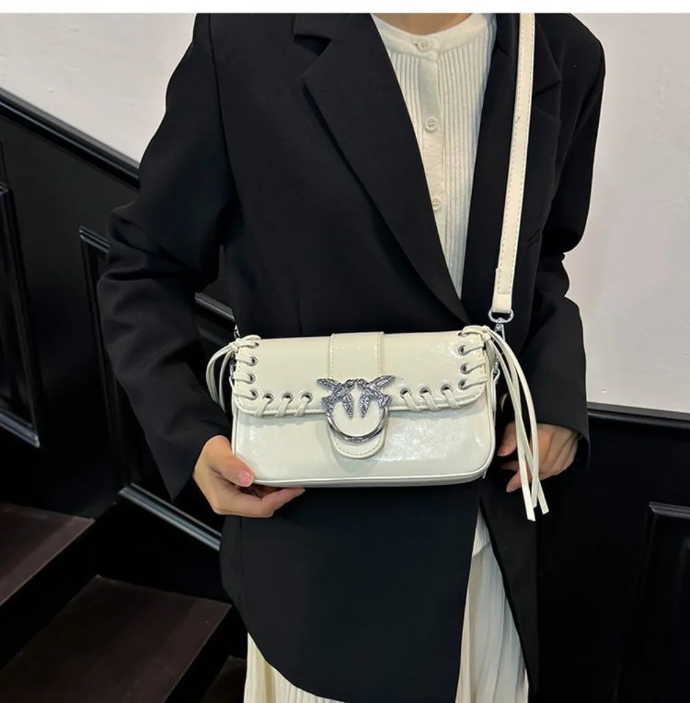 New 2026 Woven Swallow Bag Women Small Square Shoulder Bag Crossbody Purse Simple Retro Versatile Fashion Tote
