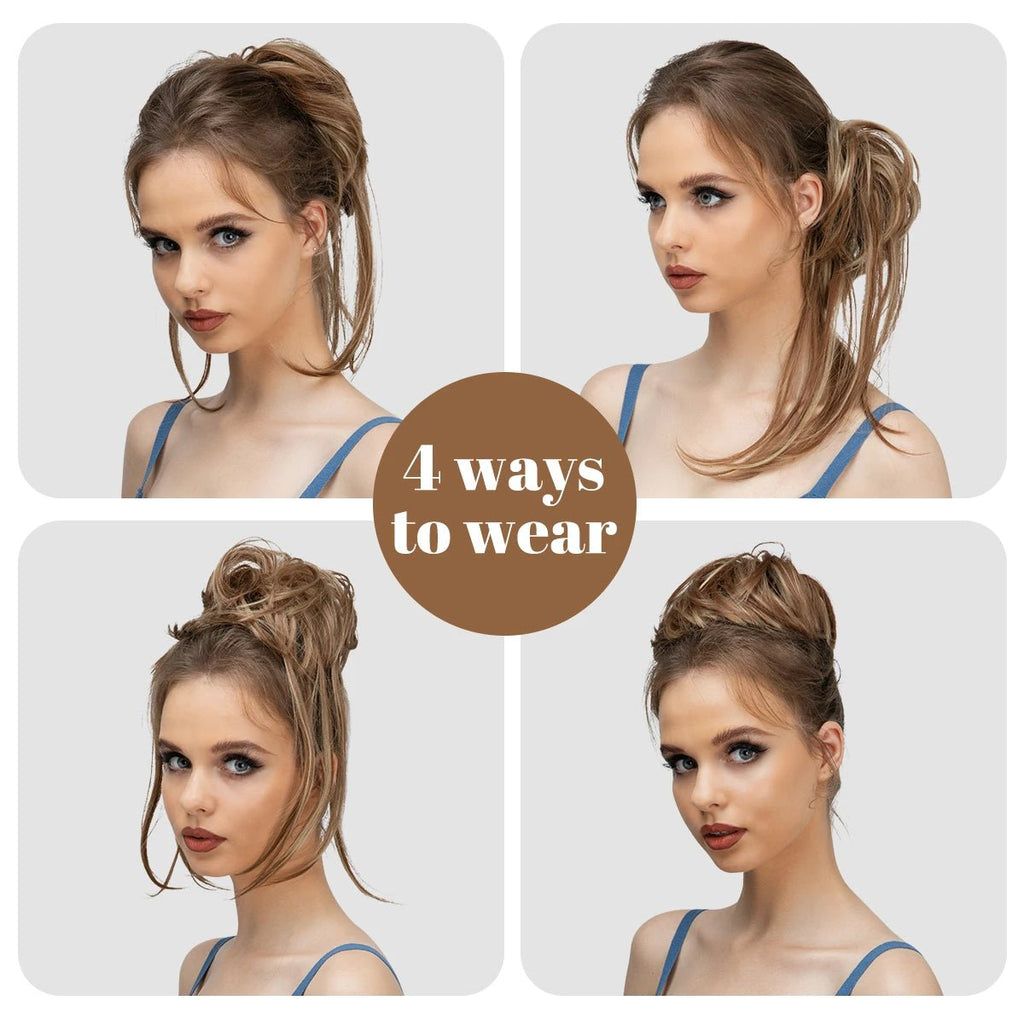 Synthetic Curly Messy Bun Hairpiece - Elastic Chignon Updo Donut - lily supply