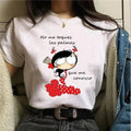 Women T-shirts Harajuku Tops Shirts Short Sleeve High Heel Print Flamengo Dance Tees Cartoon Graphic Female O - neck Shirt Clothes - lily supply