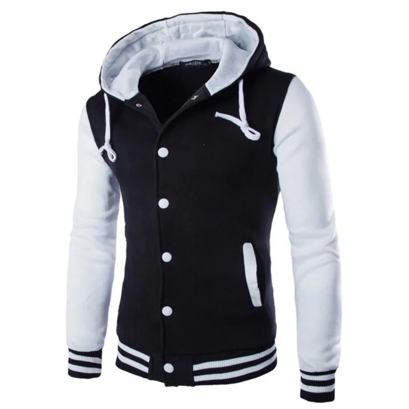 Men's Baseball Jersey Hooded Sweater Coat - lily supply