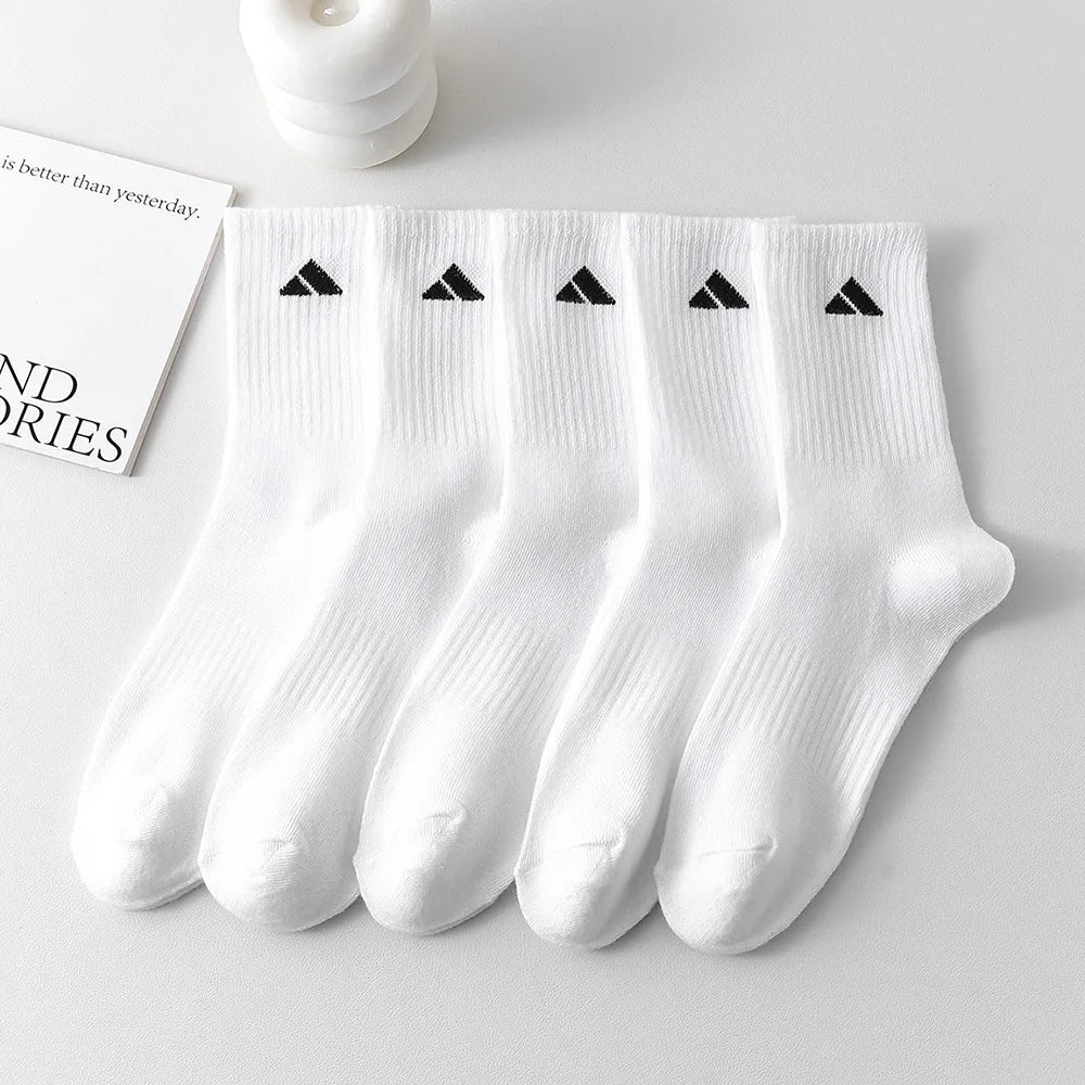 Men & Women Solid Colour Socks - 5/10 Pairs Antibacterial Breathable Comfortable - lily supply