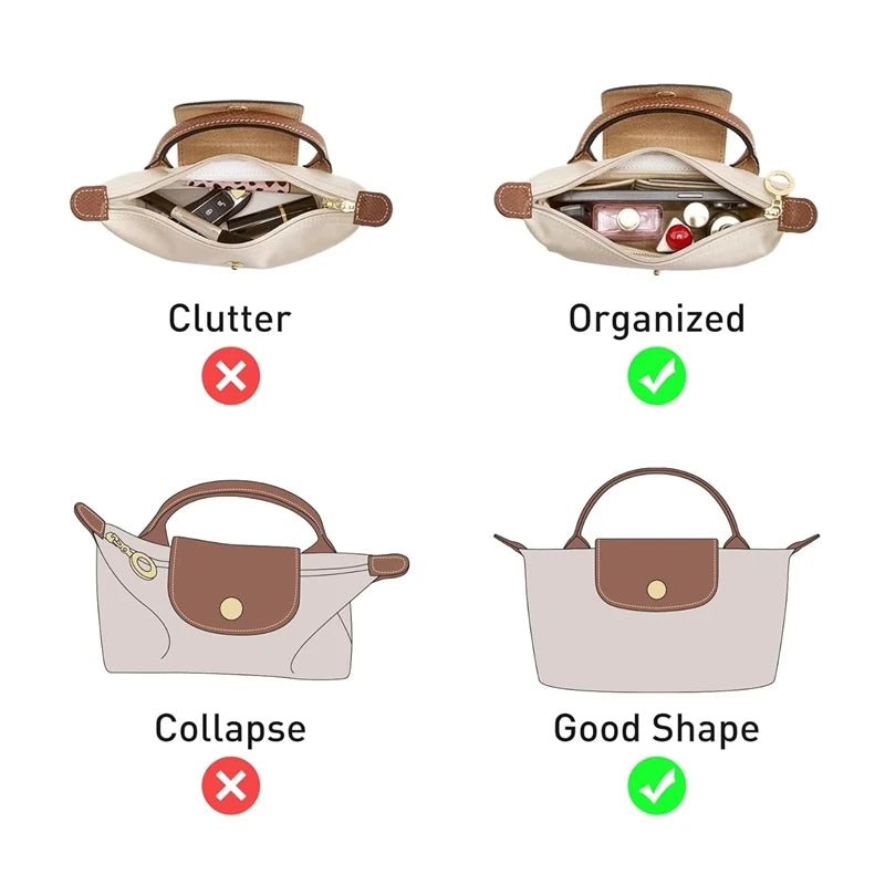 Bag Organiser for Longchamp - Multi - Pocket Inner Liner Insert for Mini Tote - lily supply
