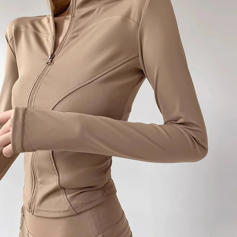 Women's Sun Quick Dry Yoga Zip Jacket - Long Sleeve Running Fitness S-3XL