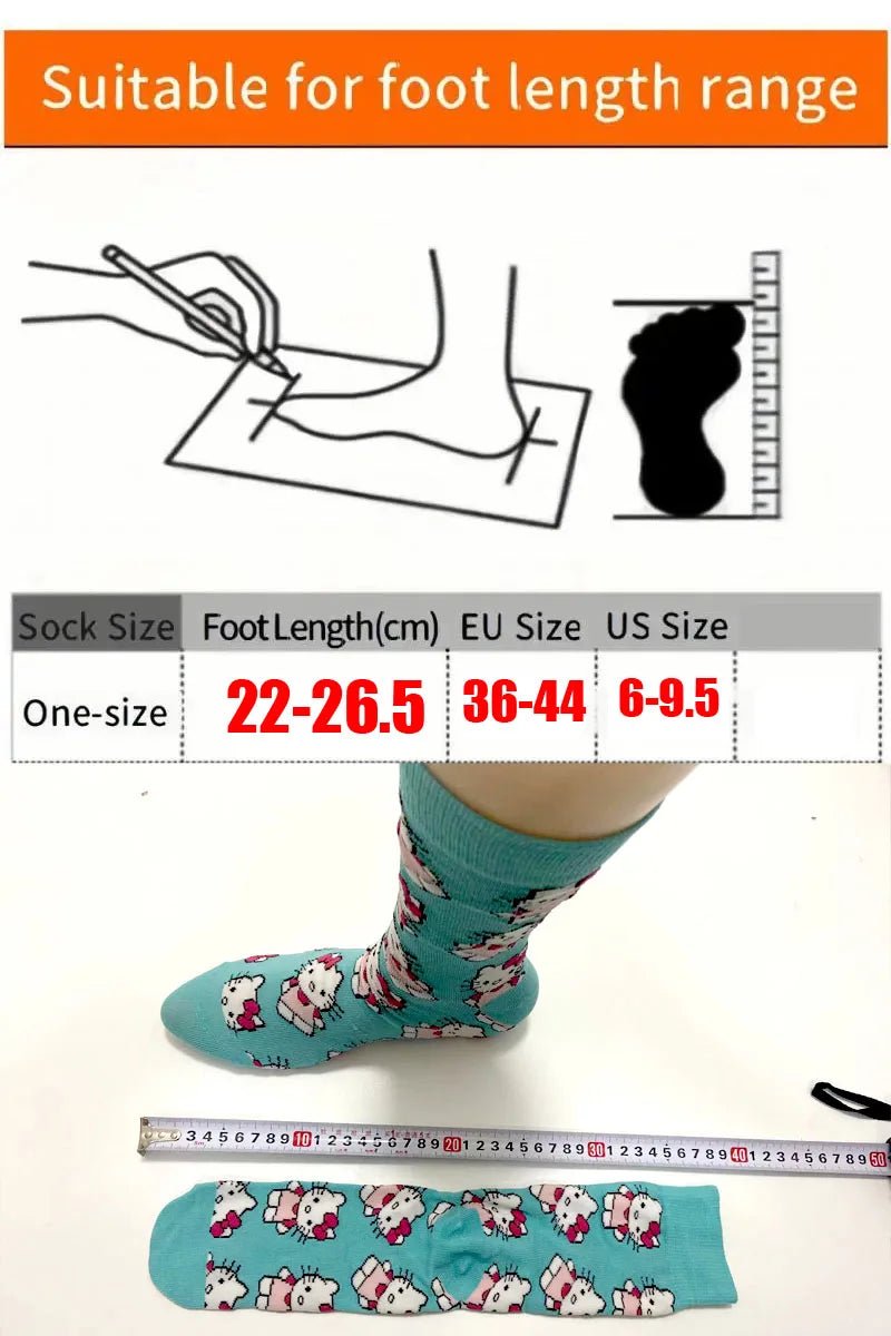 Anime Harajuku Cartoon Cat Long Socks – Kawaii Over - Knee Socks - lily supply
