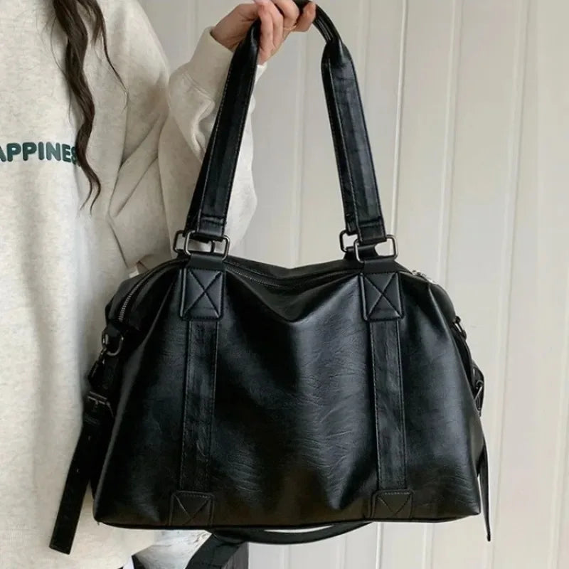 Women's Leather Vintage Shoulder Messenger Bag - Solid Simplicity Handbag