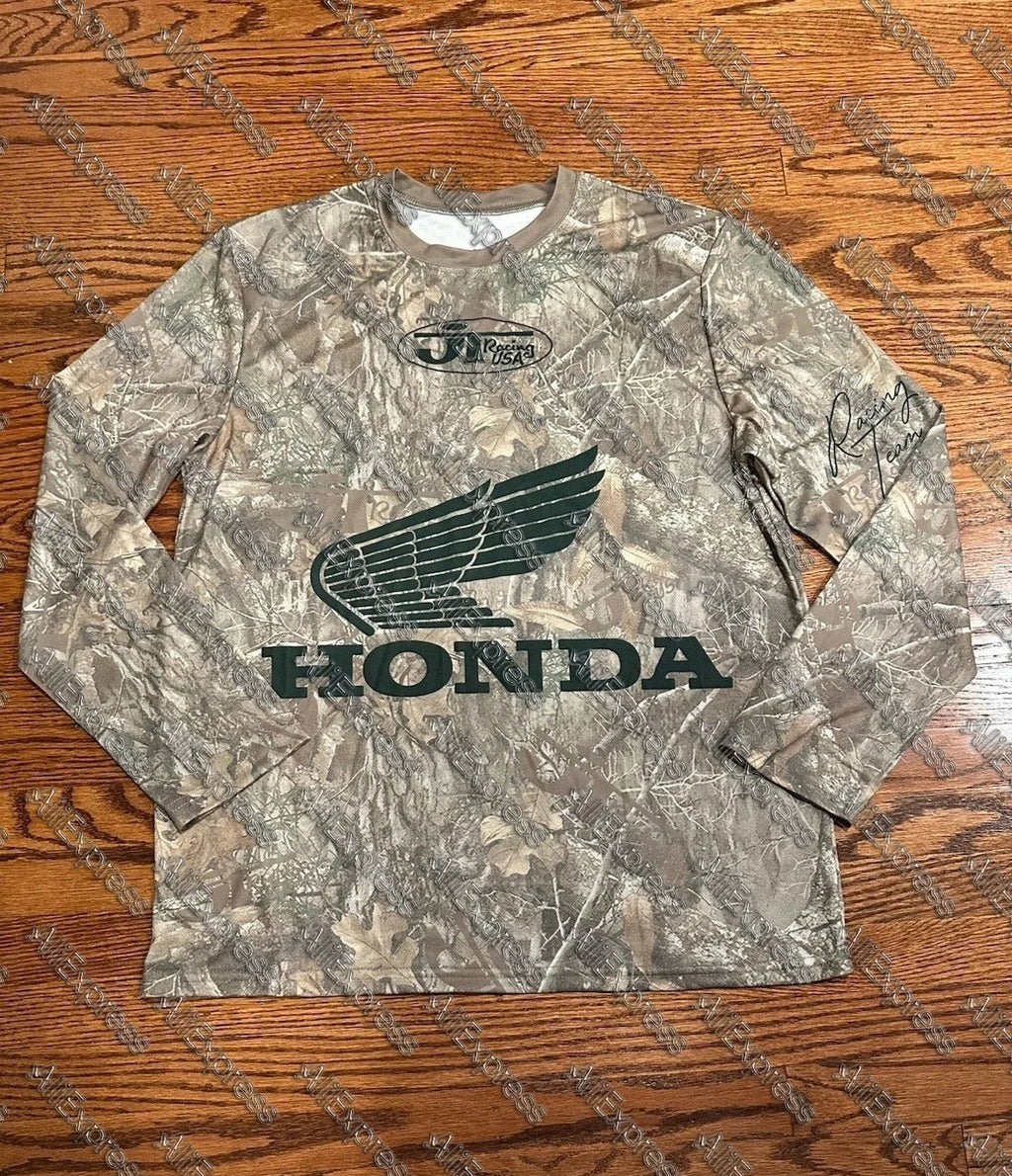 Honda JT Racing Shirt Men's Jersey Long Sleeve Mossy Camo Green New for Men And Women Motorcycle Racing Enthusiasts Uniform - lily supply