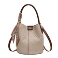 Fashionable Women's Bucket Bag, Stylish Solid Color Woven Effect Handbag Shoulder Bag and Crossbody Bag, Can Be Carried By Hand