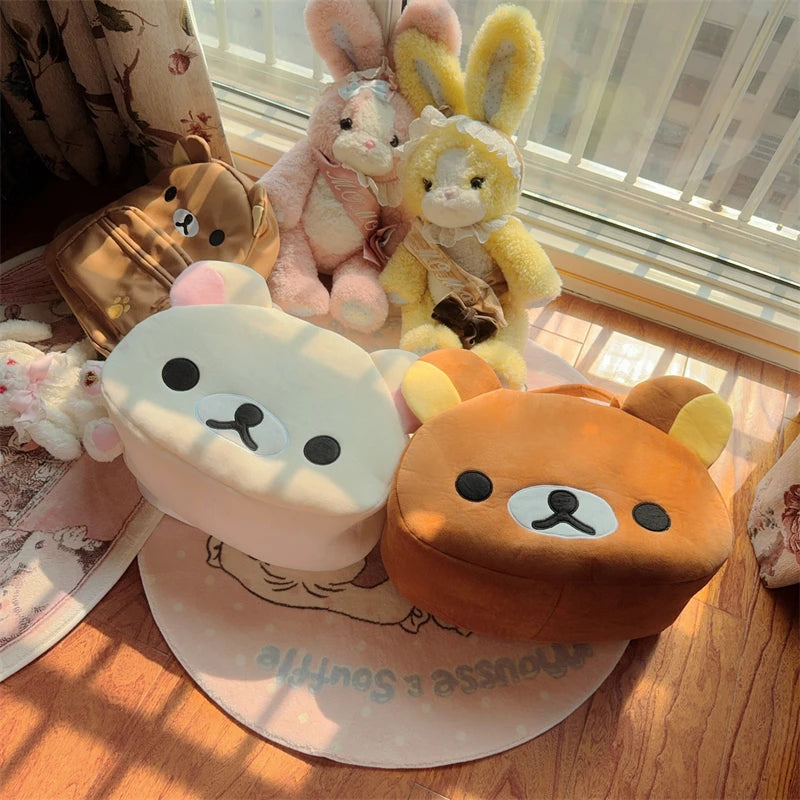 Kawaii Rilakkuma Plush Tote Bag - Cute Bear Cartoon Shoulder Bag