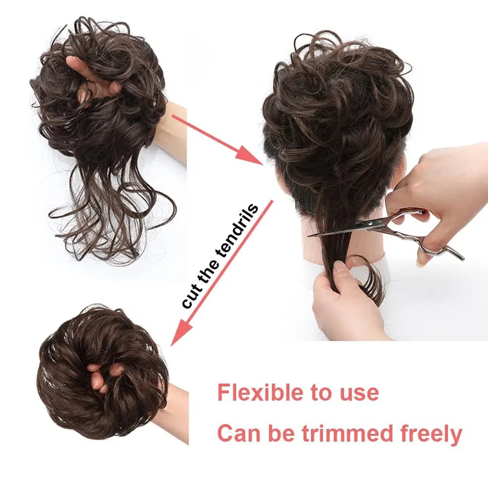 Synthetic Tousled Updo Messy Bun Hair Extension - Curly Scrunchie - lily supply