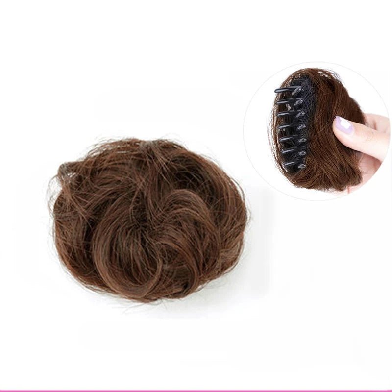 Curly Short Hair Chignon Donut Bun Wig - Claw Clip Hairpiece - lily supply
