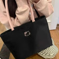 Hello Kitty Embroidery Tote Bag - Large Capacity Cute Cartoon Shoulder Bag