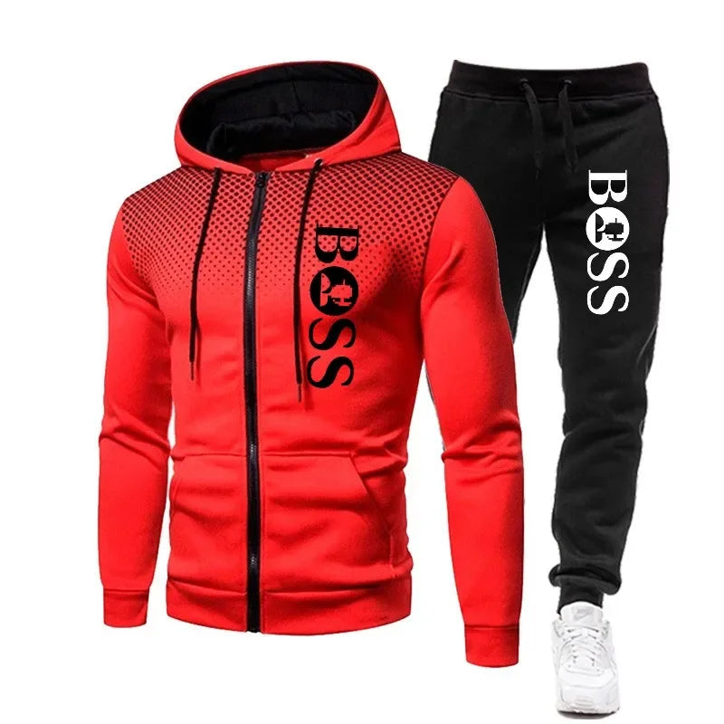 Men's Hooded Jacket & Jogging Pants Set - Basketball Fitness 2-Piece 2025