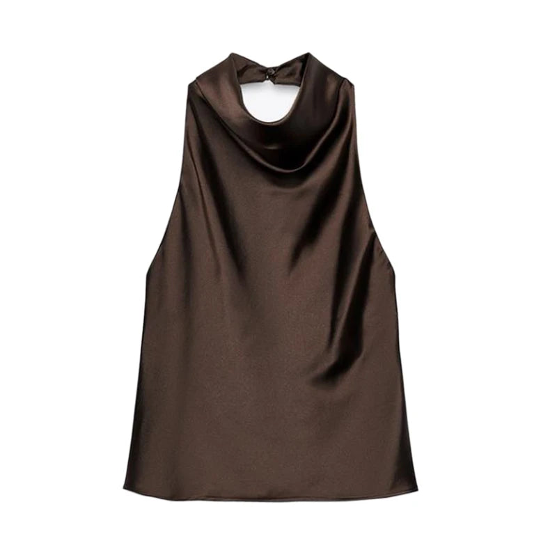 Women's Satin Halter Backless Camisole Top